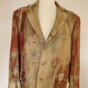 Silk Blazer Coat dyed blue khaki brown gray large